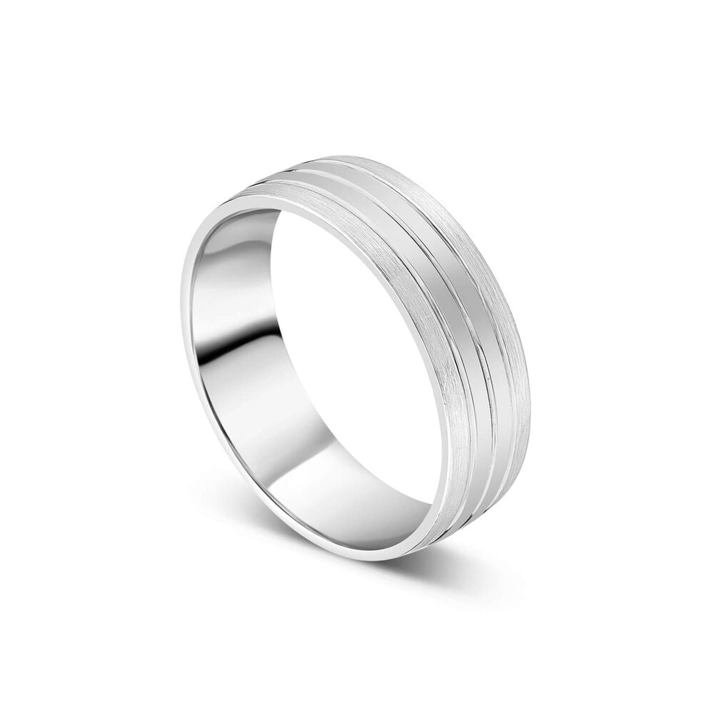 6mm 3 Lines Wedding Ring in Platinum