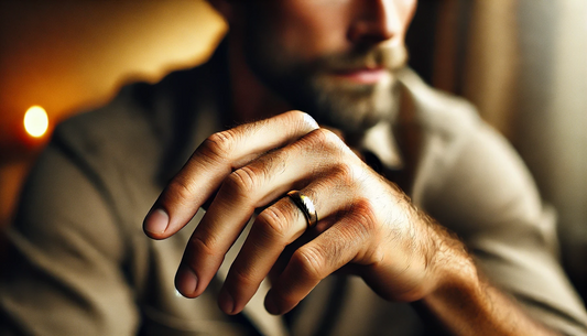 What a Man's Wedding Ring represents - a man wears a gold wedding ring.