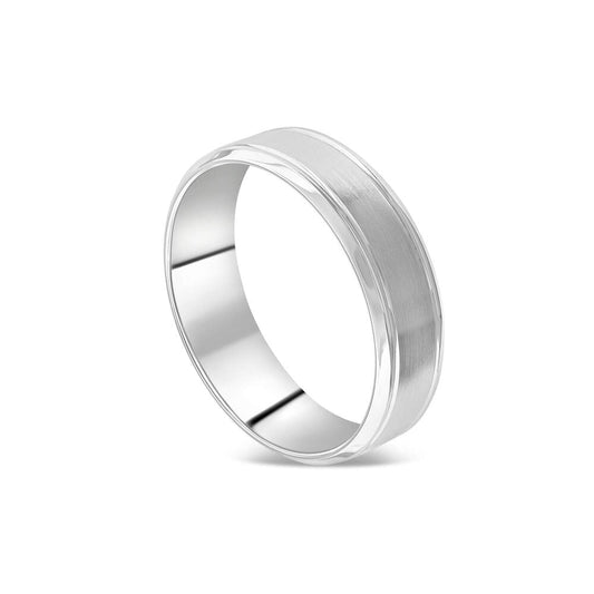 6mm Matte Polished Wedding Ring in Platinum