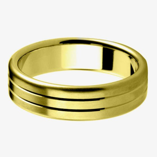 6mm Court Two Line Bevelled ring in 9ct Gold