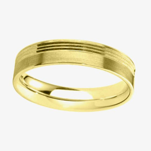 5mm Brushed and Bevelled ring in 9ct Gold