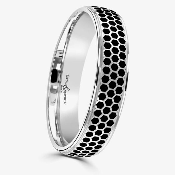 5mm Black Ceramic Honeycomb Pattern in Platinum