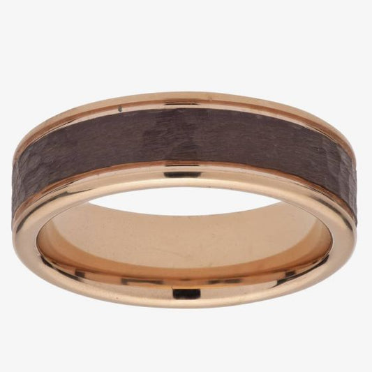 5mm Rose Gold Plated Tungsten Carbide with Brown Inlay