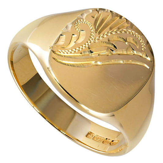 Embossed Square Signet Ring in 9ct Gold