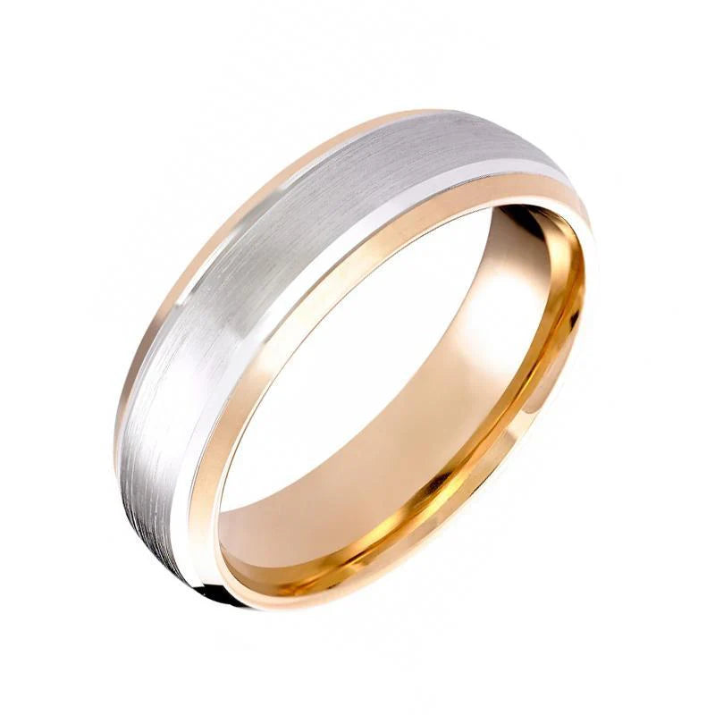 6mm Matt Court ring in 18ct Rose Gold and Palladium