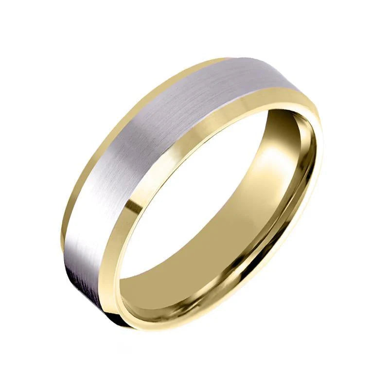 6mm Matte Flat Top ring in 18ct Gold and Palladium