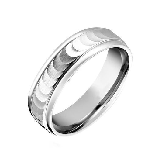 6mm Textured Flat Top wedding ring in Platinum