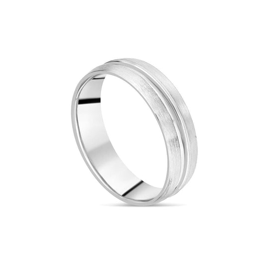 6mm Matte and Polished Wedding Ring in Platinum