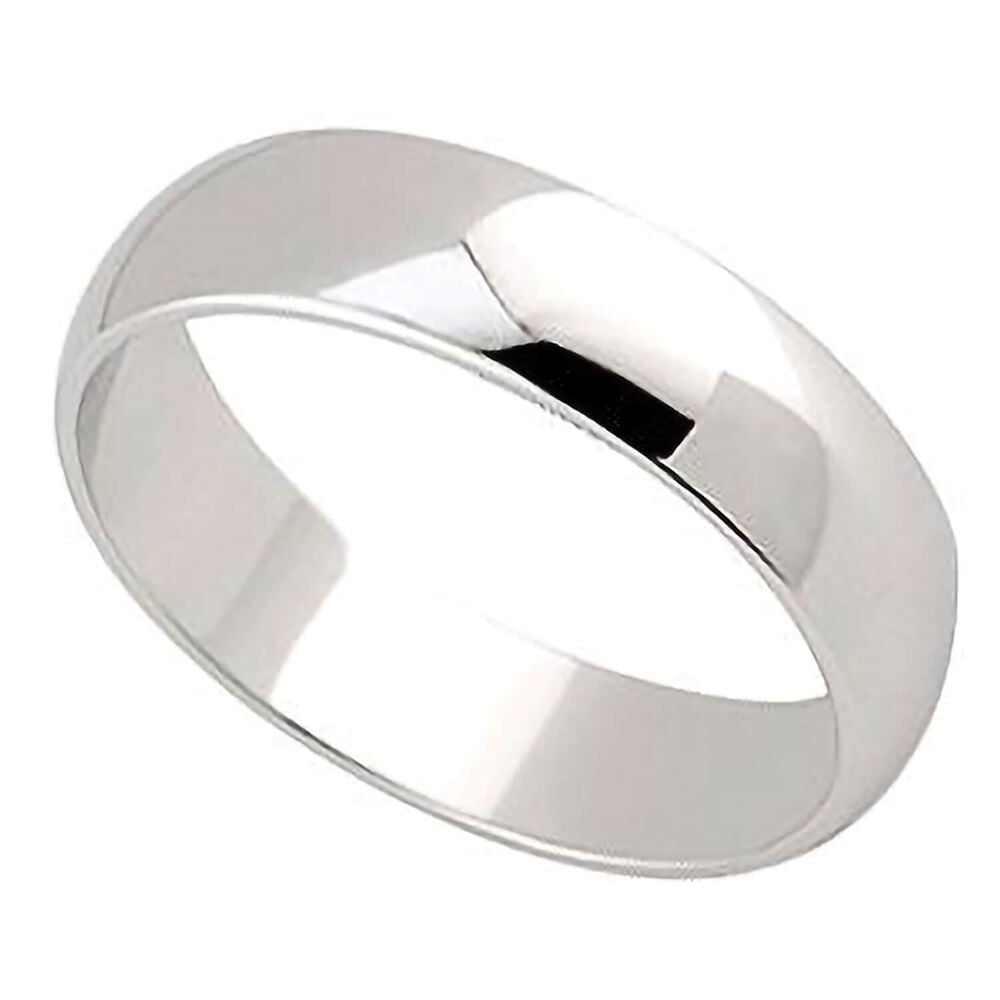 5mm D shape Wedding Ring in 9ct White Gold