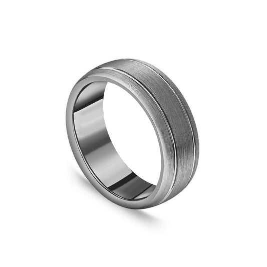 8mm Matte Two Line Wedding Ring in Tungsten