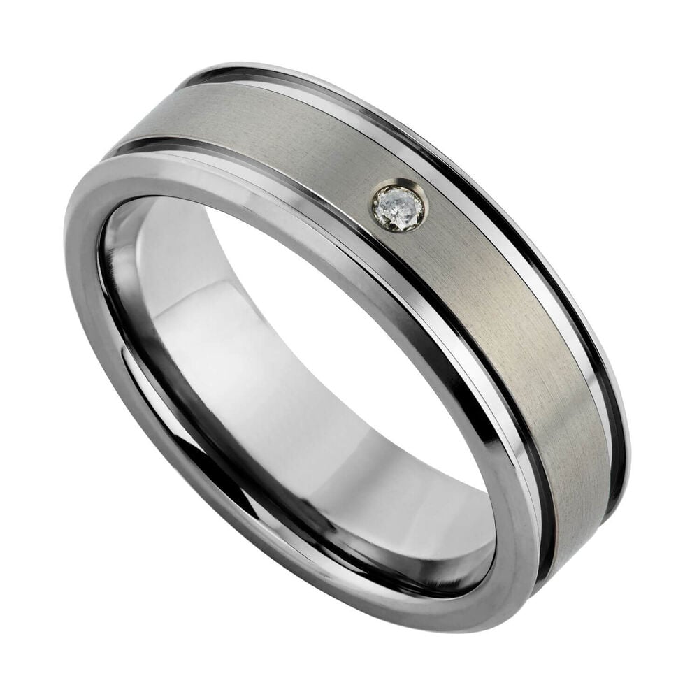 7mm Wedding Ring with 0.05ct Diamond in Titanium