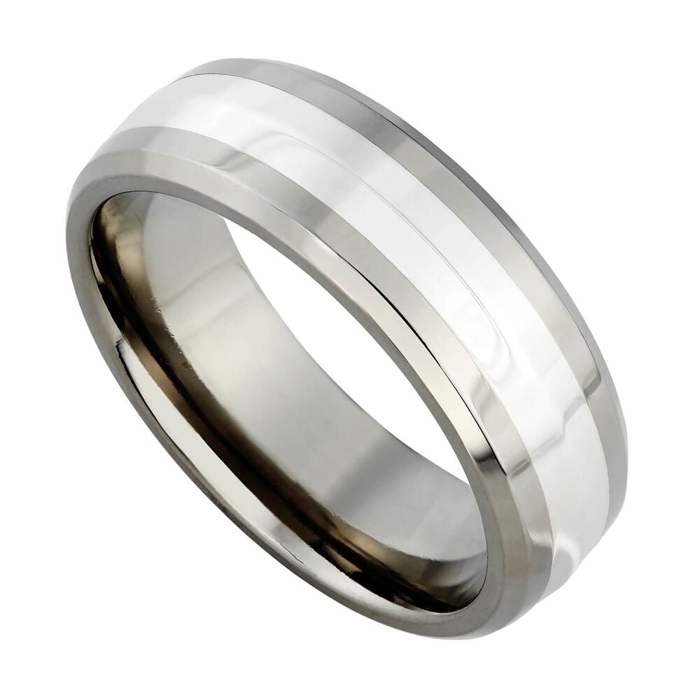 7mm Wedding Ring in Titanium and Silver