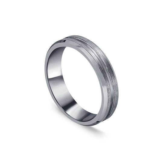 5mm Wedding ring with Matte Centre with Groove and Polished Edge in Tungsten