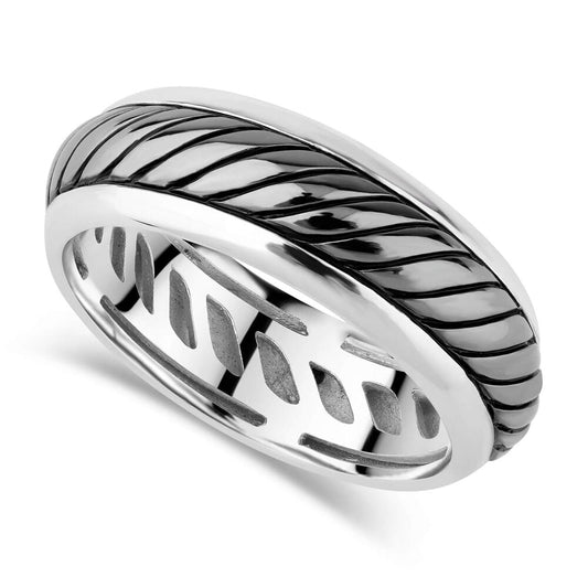 6mm Oxidised Twist Wedding Ring in Sterling Silver