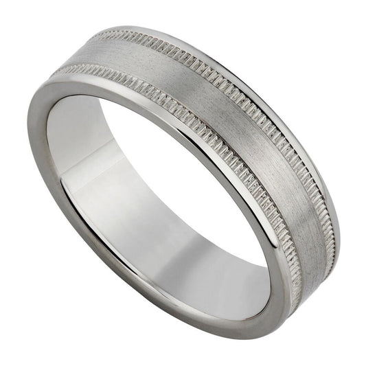 6mm Wedding Ring with Milgrain Detailing in Titanium