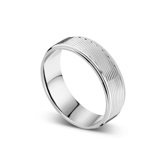 6mm Patterned Men's Wedding Ring in Platinum