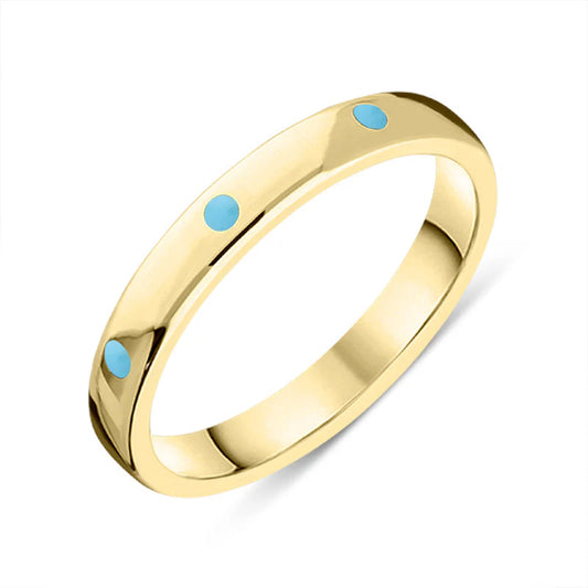 3mm Wedding Ring in Gold with Turquoise